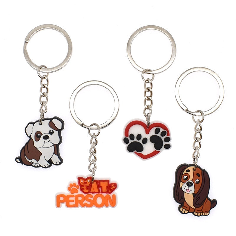 16 Styles PVC Cute Animal Cartoon Keychain Lovely Mini Dog Design Key Holder Fit