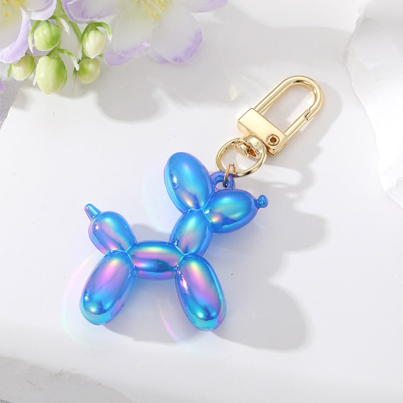 6 Styles Balloon Dog Animal Couple Keychains Key Ring For Women Men New Colorful