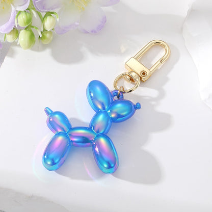 Holographic Blue Balloon Dog Animal Couple Keychains Key Ring For Women Men New