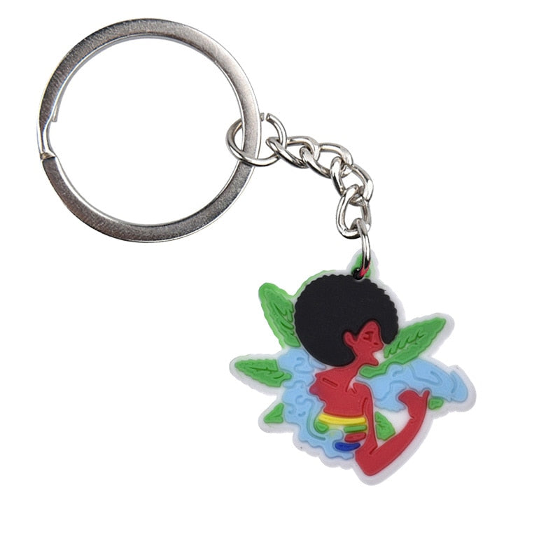 19 Styles Green Plant Design Hemp Leaf Creative Keychain Cartoon Creative Gift