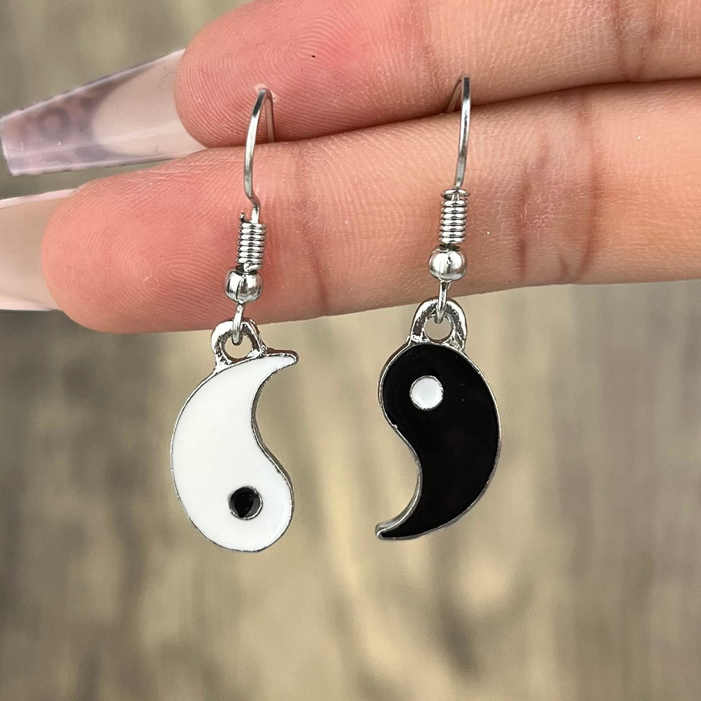 Yin and Yang Black and White Drop Earrings Hip Hop Women Party Gift Jewelry Ear