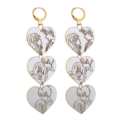 Anime Heart Acrylic Drop Earrings Women Travel Fashion Cartoon Earrings Creative