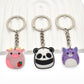 12 Styles Cartoon Cute Rubber Keychain Panda Pig Cat Animal Car Key Chain Bag