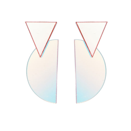 Semi-circle Holographic Acrylic Dangle Earrings Women Travel Fashion Cartoon