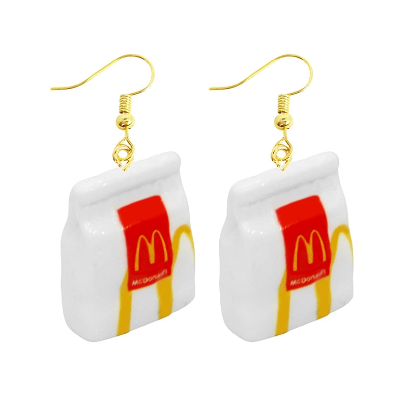 Fast Food Funny Cute Resin Food Drop Earrings Women Creativity Jewelry Cute