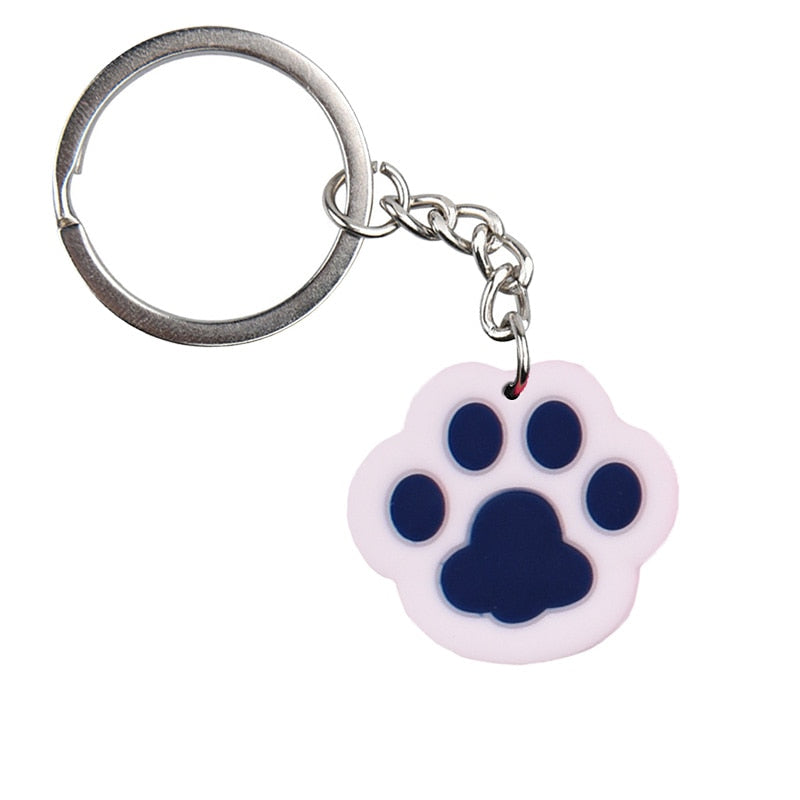 White Dog Cat Paw Keychain Party Gift Cute Keyring Cartoon DIY Jewelry Souvenir