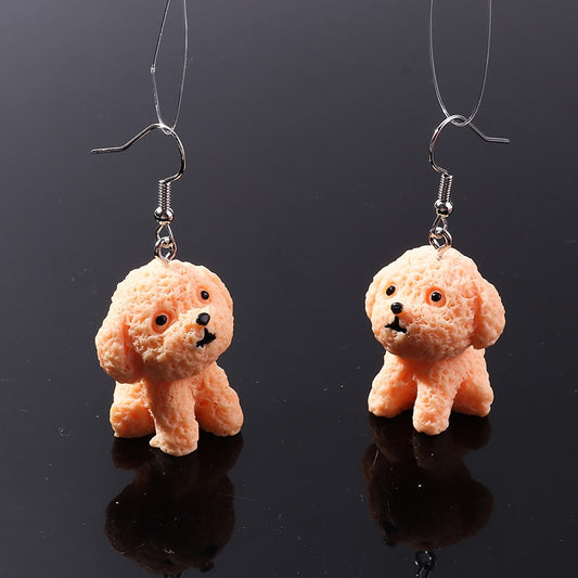 Pink Doggy Dangle Earrings Women Charms Earring Fashion Creative Jewelry