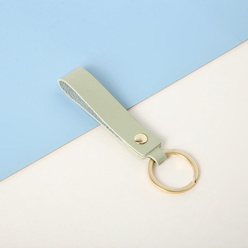 8 Colors PU Leather Keychain Business Gift Key Chain Men Women Car Strap Waist