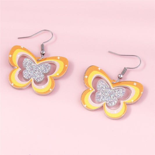 Orange Yellow Butterfly Dangle Earrings Women Charms Earring Fashion Creative