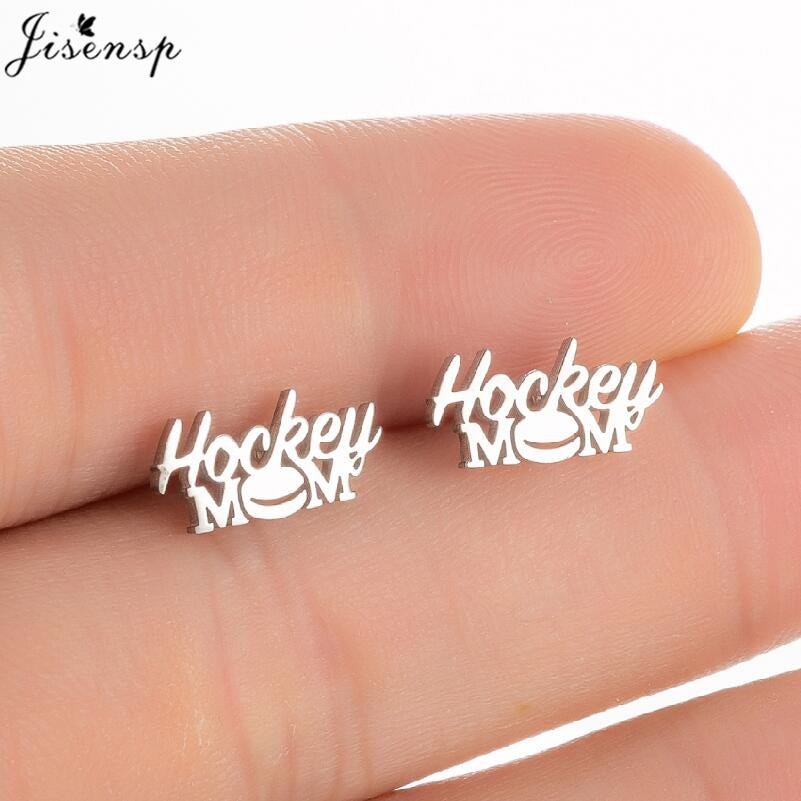 Hockey Mom Stainless Steel Earrings Women Jewelry Small Studs Gifts Earring