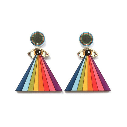 Rainbow Pyramid Drop Earrings Women Travel Fashion Cartoon Earrings Creative