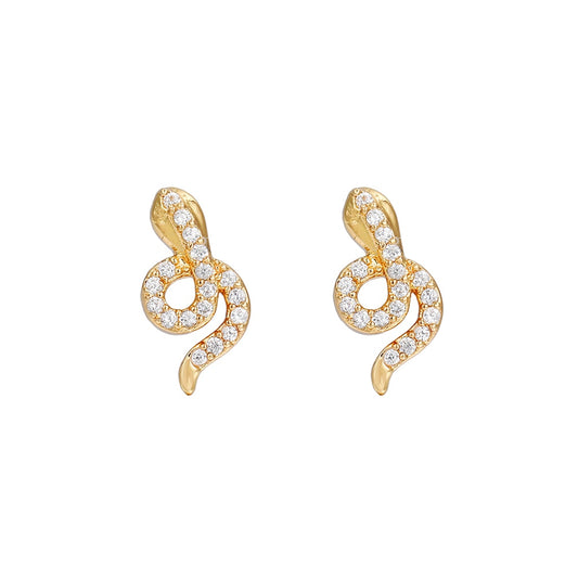 Snake Animal Stud Earrings Women Cubic Zirconia Earings Gift Jewelry