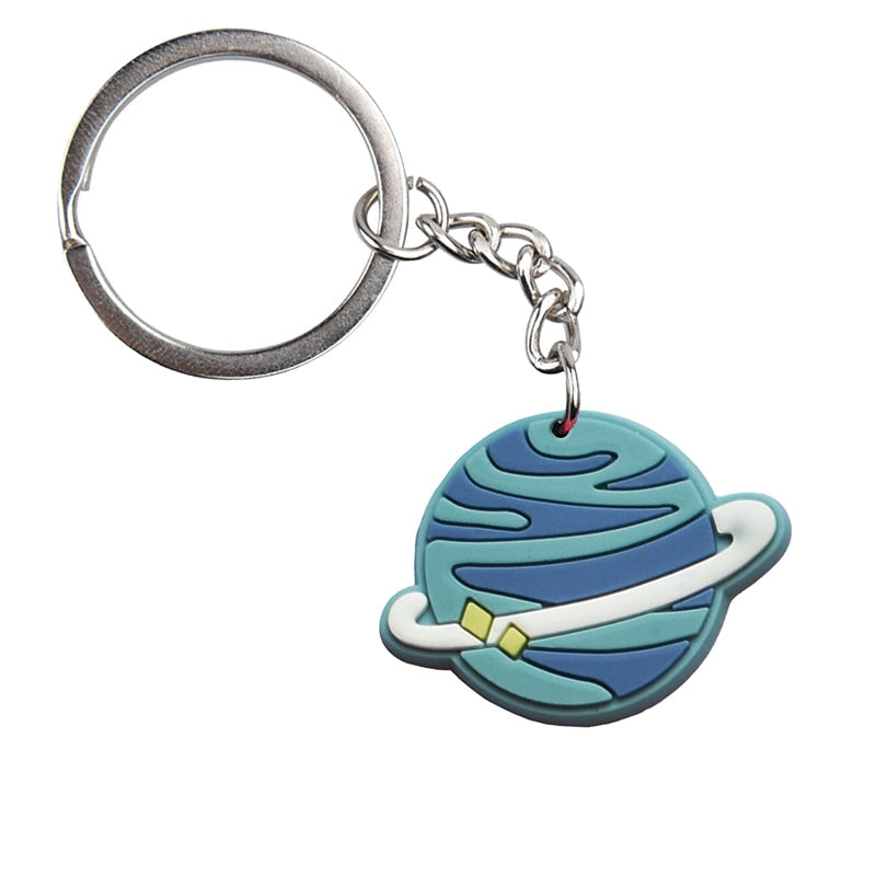 Blue Planet With Ring Keychain Party Gift Cute Keyring Cartoon DIY Jewelry