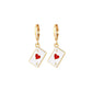 Dripping Oil White Play Card Drop Earrings Jewelry For Women Fashion Accessories