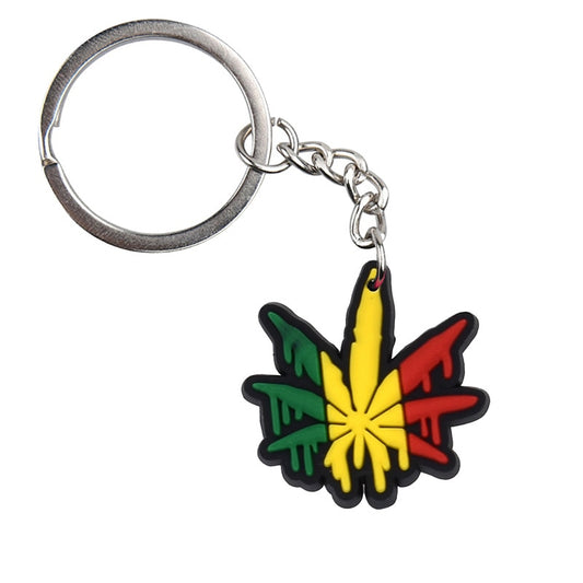 Rasta Green Leaf Keychain Cartoon Creative Gift Key Holder Keyring Anime