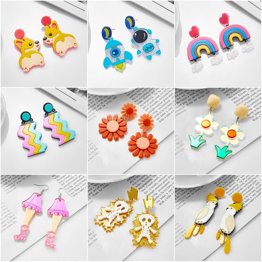 37 Styles Acrylic Mixed Drop Earrings Women Travel Fashion Cartoon Earrings