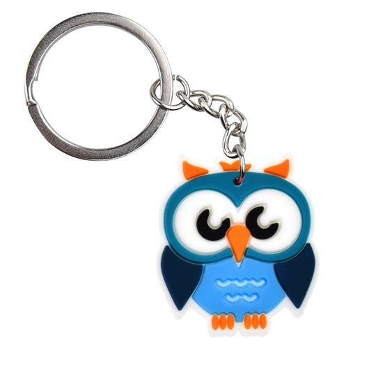 Cute Blue Owl keychain Charm Cartoon Key Ring Gift Women Handbag Ornaments Car