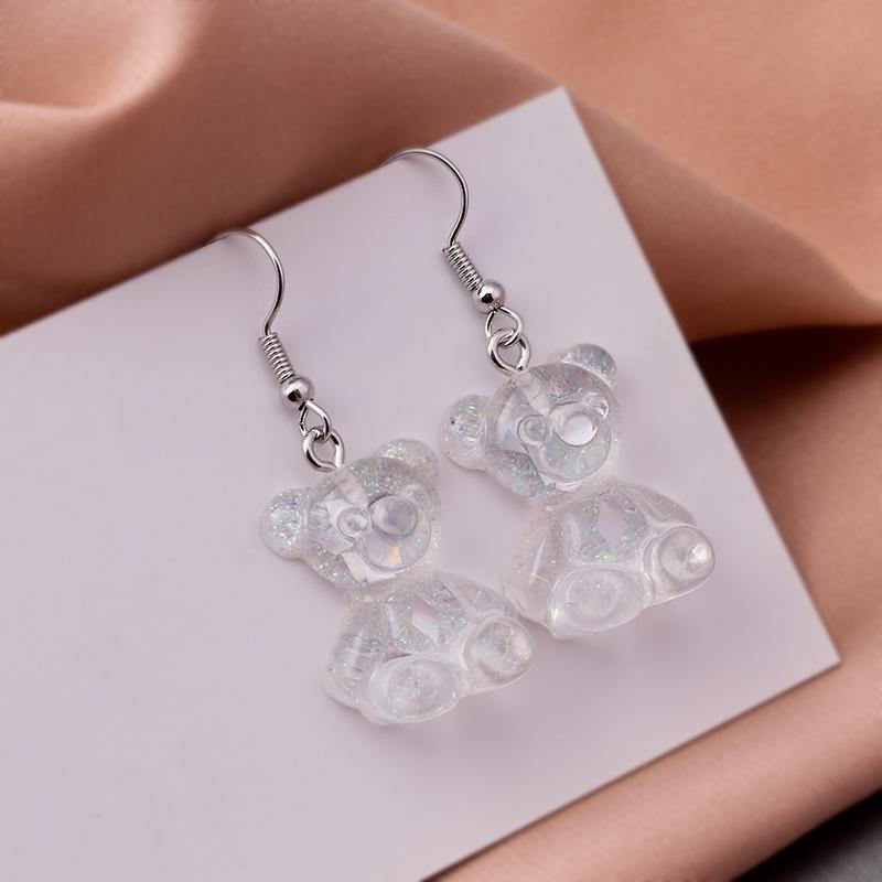 Clear Bear Drop Earrings Women Creativity Jewelry Cute Earring Girls Gift