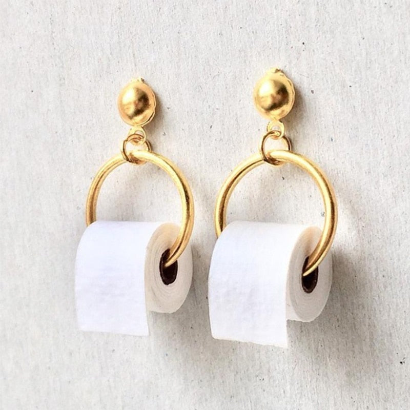 Creative Funny Design Toilet Paper Drop Earrings Women Creativity Jewelry Cute