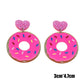 Pink Donut Drop Earrings Women Creativity Jewelry Cute Earring Girls Gift