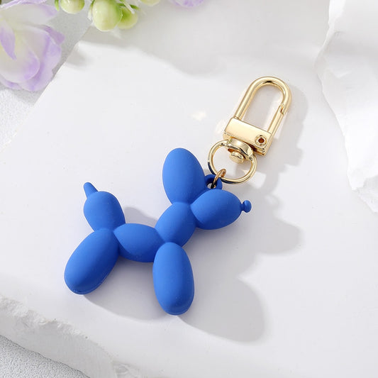 Royal Blue Resin Cartoon Balloon Dog Animal Keychains Key Ring For Women Men