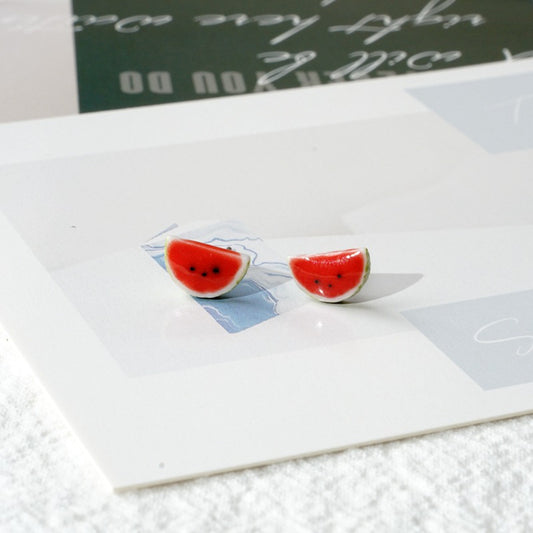 1 Pair Watermelon Slice Fashion Women Stud Earrings Creative Art Earring Jewelry