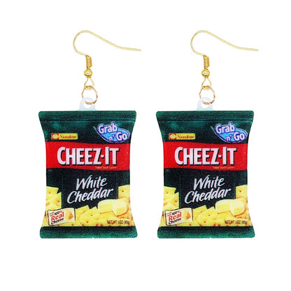 Cheez It Chips Bag Funny Design Drop Earrings Women Charms Earring Fashion