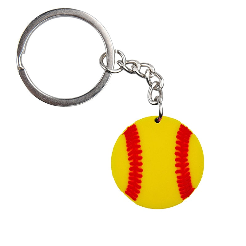 34 Styles Basketball Tennis Baseball Softball Keychain PVC Sports Pendant Key