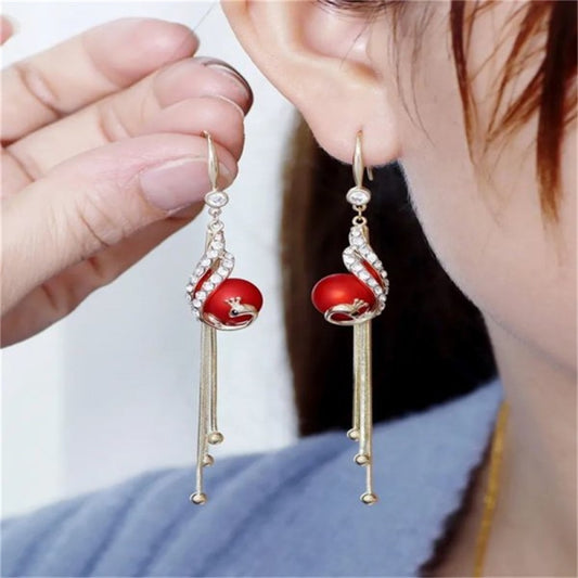 Christmas Pattern Tassel Drop Charm Earrings For Women Girl Fashion Modern