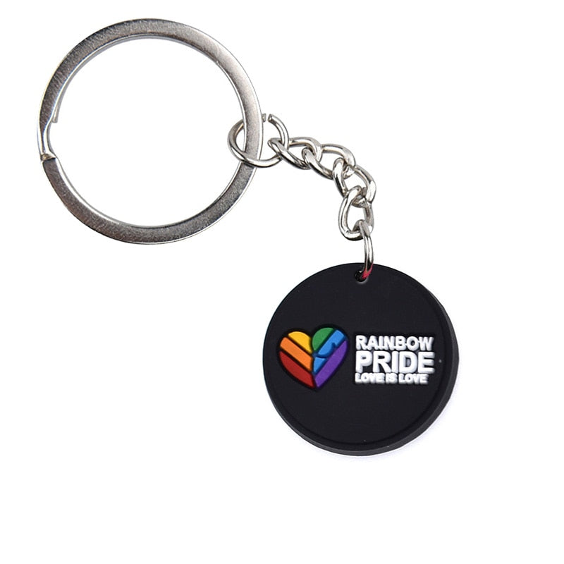 18 Styles Love is Love Pride Rainbow Pendant PVC Keychain with Car Bag Key Chain