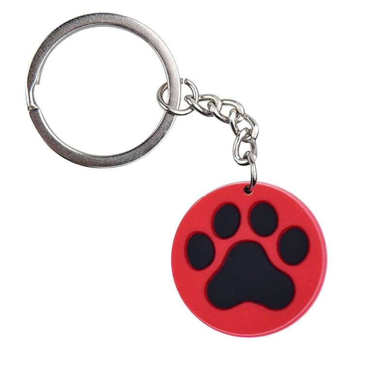 Red Black Dog Cat Paw Keychain Party Gift Cute Keyring Cartoon DIY Jewelry