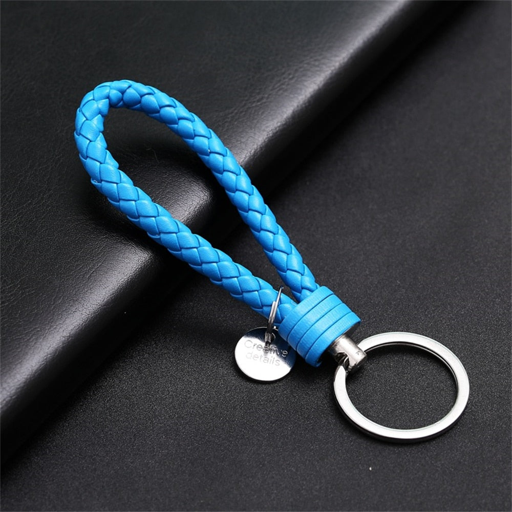 39 Styles PU Leather Braided Woven Rope Keychain DIY Bag Pendant Key Chain