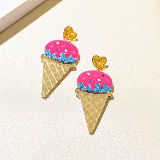 Ice Cream Cone Drop Earrings Women Travel Fashion Cartoon Earrings Creative