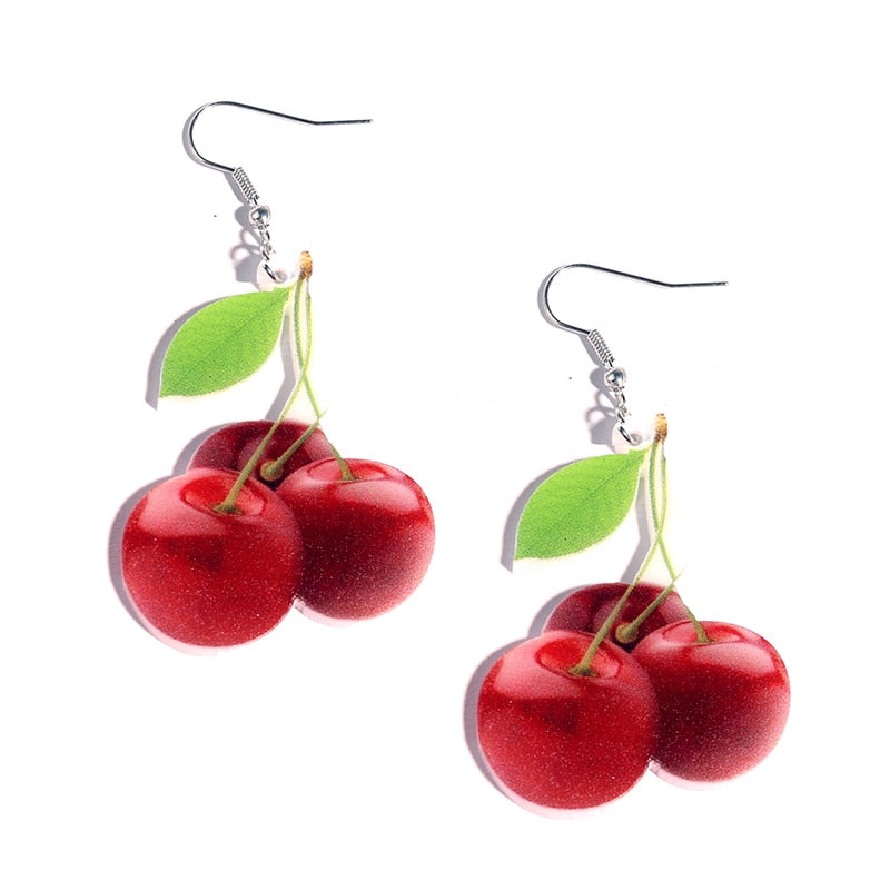 Cherries Fruit Berries Drop Earrings Women Creativity Jewelry Cute Earring Girls