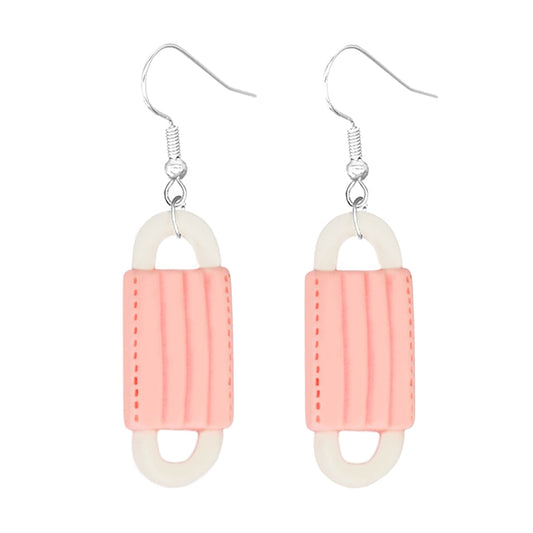 Creative Funny Design Pink Mask Drop Earrings Women Creativity Jewelry Cute