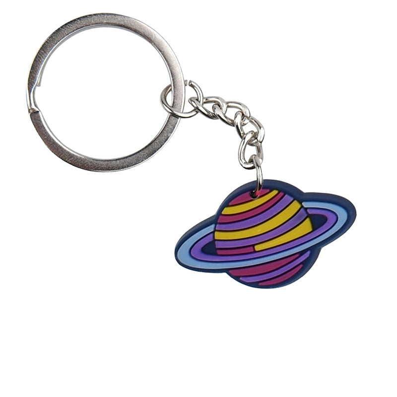 23 Styles Creative Cartoon Spaceship Astronaut Planets Soft PVC Rubber Keychain