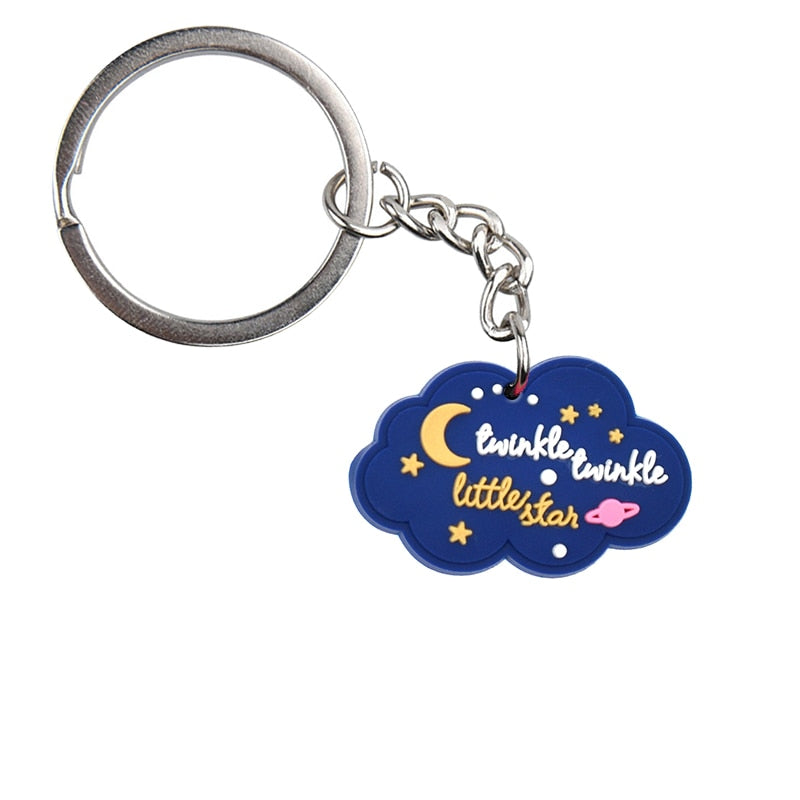6 Styles Souvenir Gift Litter Star Rubber Keychain Cartoon Cloud Star Moon Key