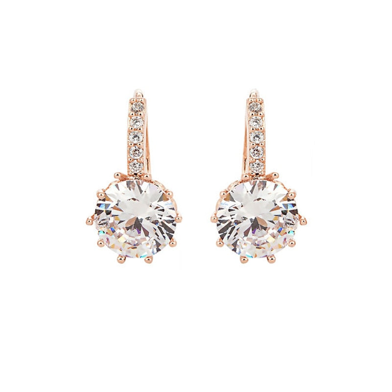 Rose Gold Color Crystal Ear Buckle Ear Studs Earrings Female Fashion Earrings