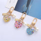 5 Styles Cute Resin Heart Key Chain Colorful Sequins Filled Keychain with Pearl