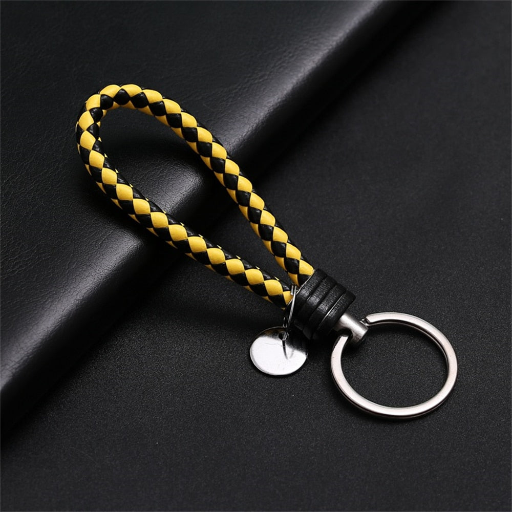 39 Styles PU Leather Braided Woven Rope Keychain DIY Bag Pendant Key Chain