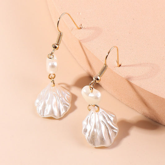 Shell Style Pearl Drop Earrings Women Creativity Jewelry Cute Earring Girls Gift