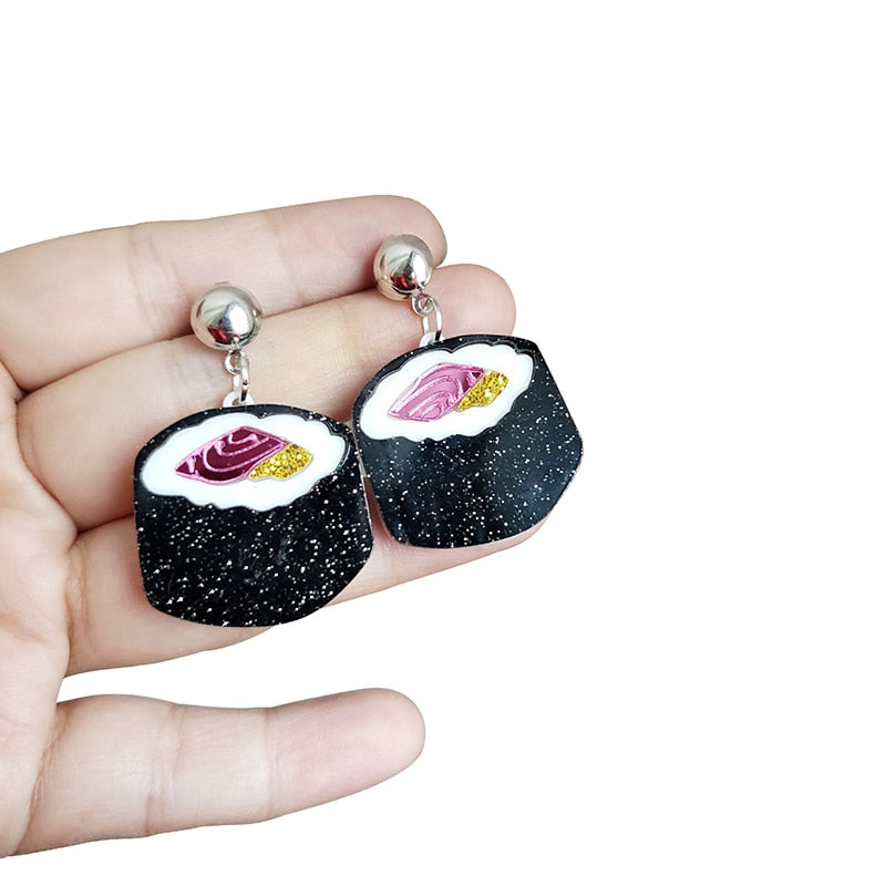 Sushi Roll Drop Earrings Women Travel Fashion Cartoon Earrings Creative Jewelry