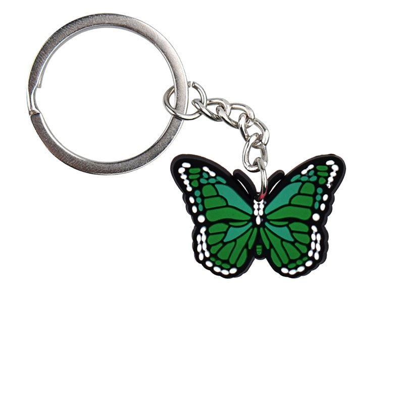 Green Butterfly Pendant Cartoon Keyring Cute Creative Fashion Keychains Bag