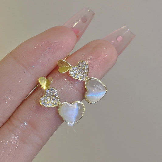 Pearl Effect Heart Drop Earrings Women Party Wedding Jewelry Dangle Gifts