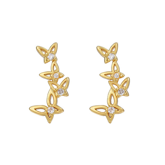 Four Butterfly Animal Stud Earrings Women Cubic Zirconia Earings Gift Jewelry