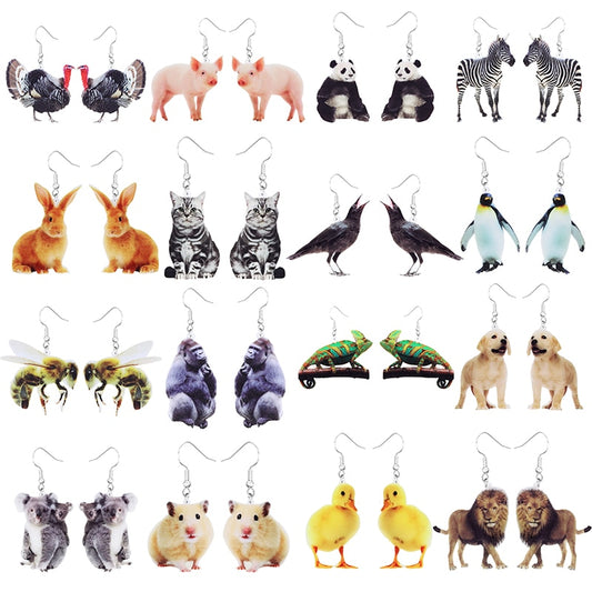 23 Styles Wild and Pet Animals Drop Earrings Women Fashion Creative Art Cute