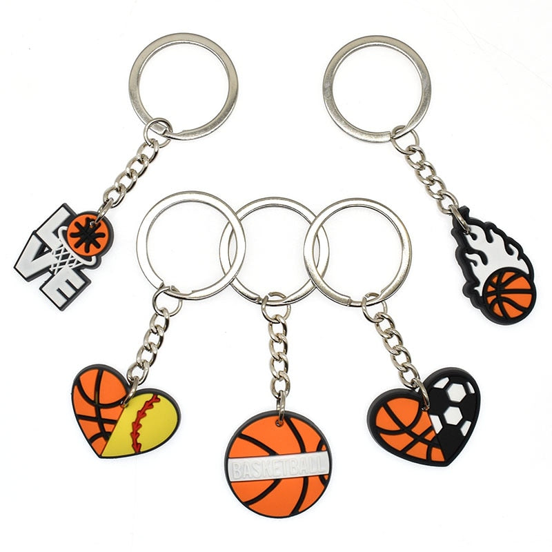 12 Styles PVC Sports Team Basketball Sportsman's Gift Keychain Car Keyring