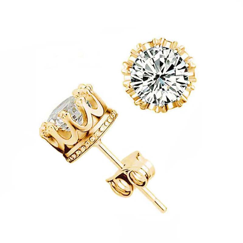 Two Tone Rhinestone Stud Earrings Female Fashion Earrings Jewelry Gifts