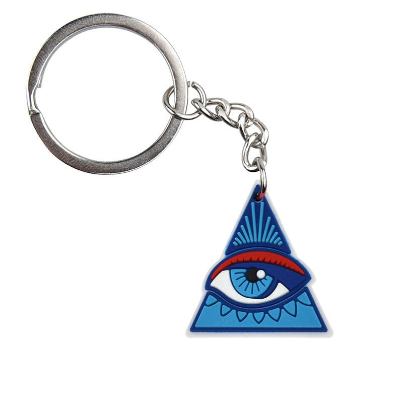 Pyramid Lucky Evil Eye Keychain Cartoon Key Holder Car handbag Keyring Gift