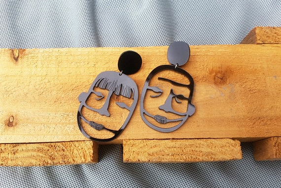 Old Men Women Face Drop Earrings Female Travel Cartoon Earrings Creative Art